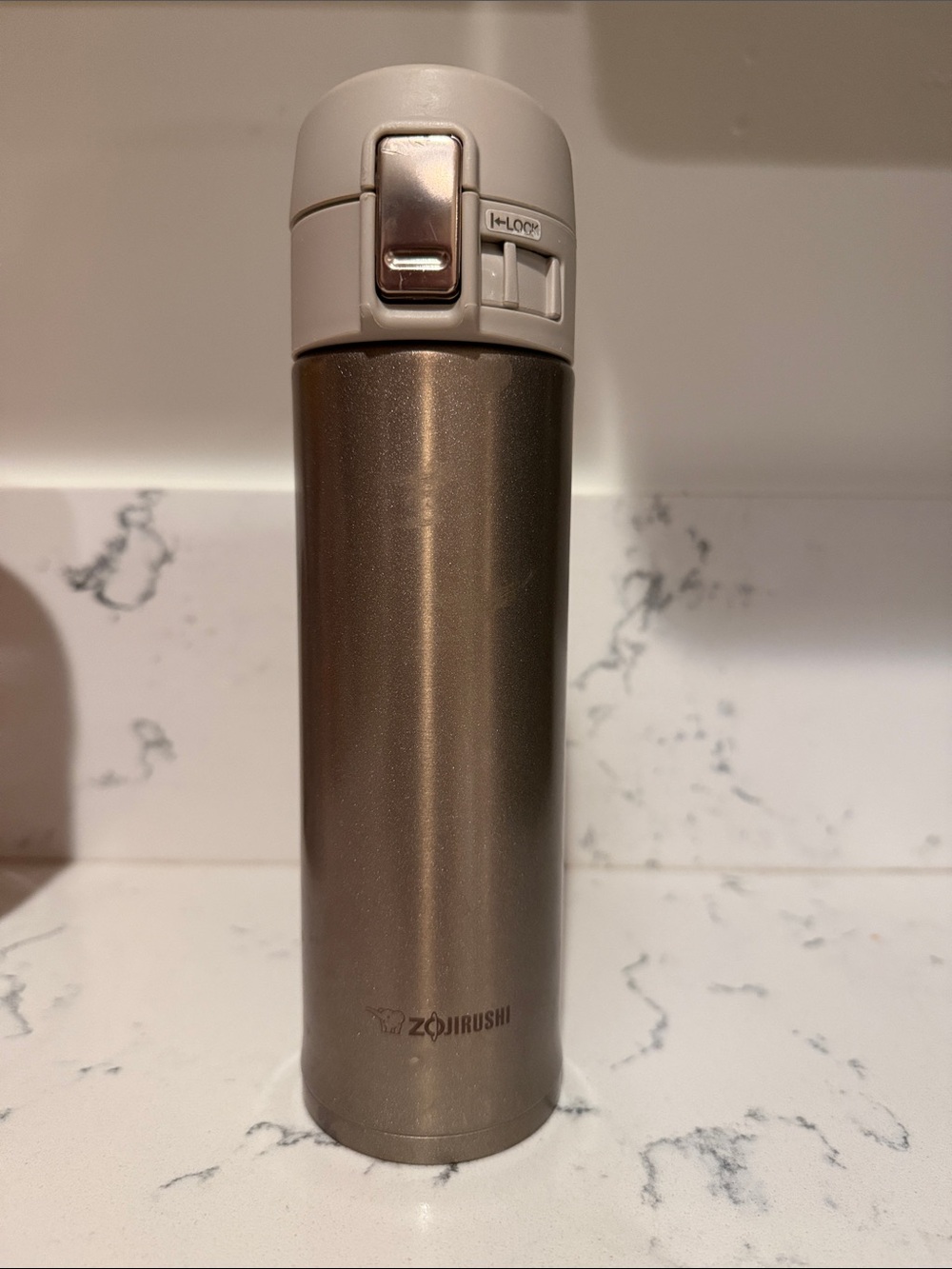 Zojirushi Stainless Steel Travel Bottle - Metallic Brown & White